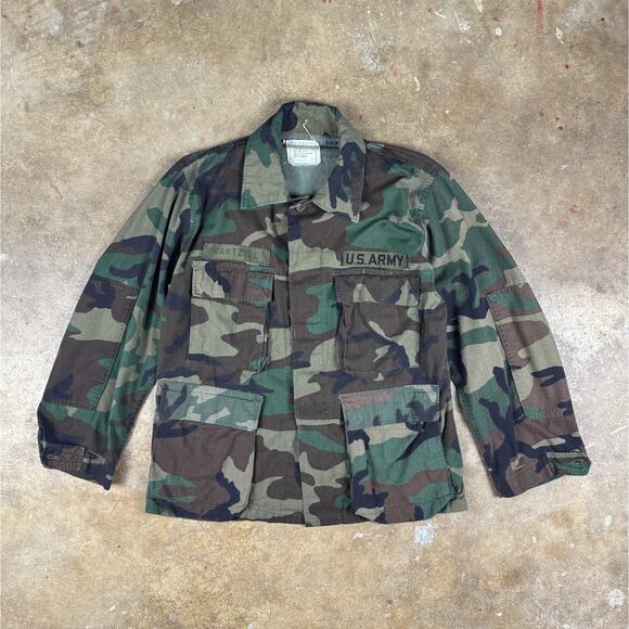Vintage U.S. Army Woodland Camo BDU Shirt Jacket Small X-Short - Picture 1 of 9